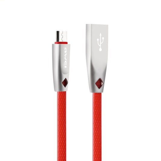 AWEI CL-96 USB to Micro USB Portable TPE + Aluminum Alloy Data Cable, 2A, Length: 1m(Red) - Micro USB Cable by awei | Online Shopping UK | buy2fix