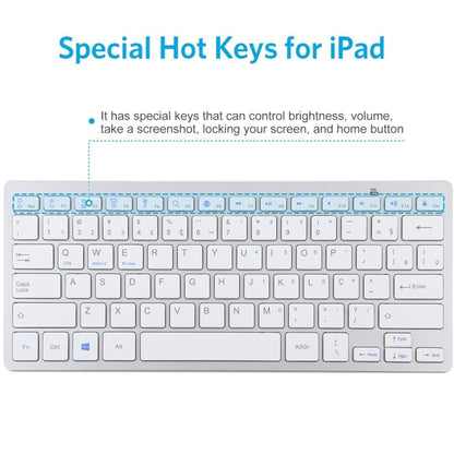 WB-8022 Ultra-thin Wireless Bluetooth Keyboard for iPad, Samsung, Huawei, Xiaomi, Tablet PCs or Smartphones, Portuguese Keys(Silver) - Computer & Networking by buy2fix | Online Shopping UK | buy2fix