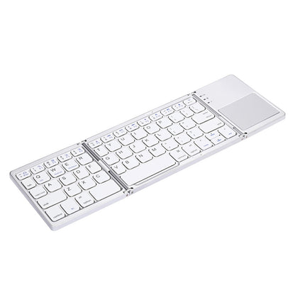 B033 Rechargeable 3-Folding 64 Keys Bluetooth Wireless Keyboard with Touchpad(Silver) - Wireless Keyboard by buy2fix | Online Shopping UK | buy2fix