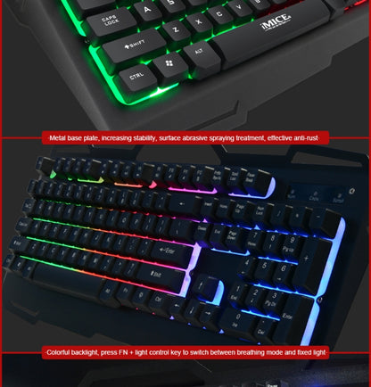 iMICE AK-400 USB Interface 104 Keys Wired Colorful Backlight Gaming Keyboard for Computer PC Laptop(Black) -  by iMICE | Online Shopping UK | buy2fix