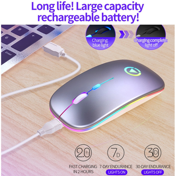 YINDIAO A2 2.4GHz 1600DPI 3-modes Adjustable RGB Light Rechargeable Wireless Silent Mouse (Black) - Computer & Networking by YINDIAO | Online Shopping UK | buy2fix