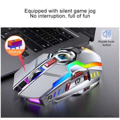 YINDIAO A5 2.4GHz 1600DPI 3-modes Adjustable Rechargeable RGB Light Wireless Silent Gaming Mouse (Grey) - Wireless Mice by YINDIAO | Online Shopping UK | buy2fix