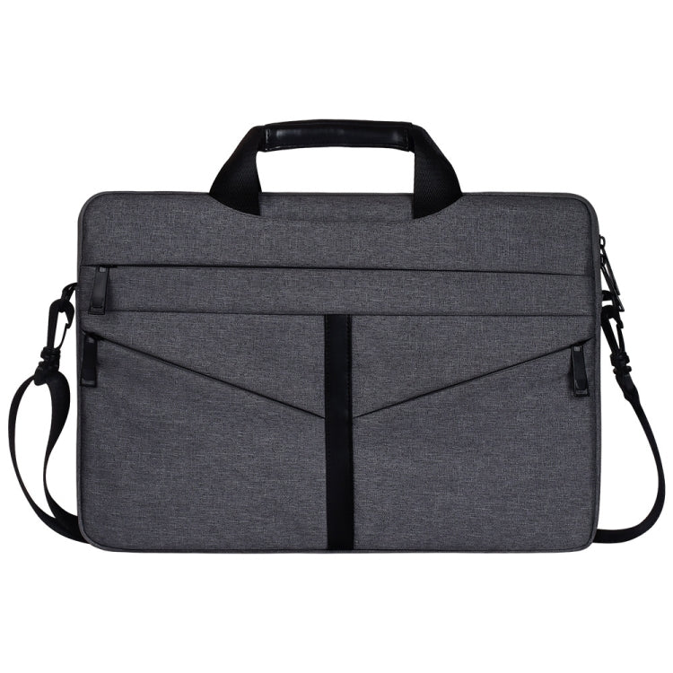 15.6 inch Breathable Wear-resistant Fashion Business Shoulder Handheld Zipper Laptop Bag with Shoulder Strap (Dark Gray) - 14.1 inch by buy2fix | Online Shopping UK | buy2fix