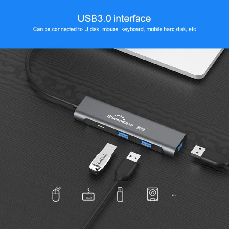 Blueendless 4 In 1 Multi-function Type-C / USB-C to HDMI + PD + Dual USB 3.0 HUB Expansion Dock - USB HUB by Blueendless | Online Shopping UK | buy2fix