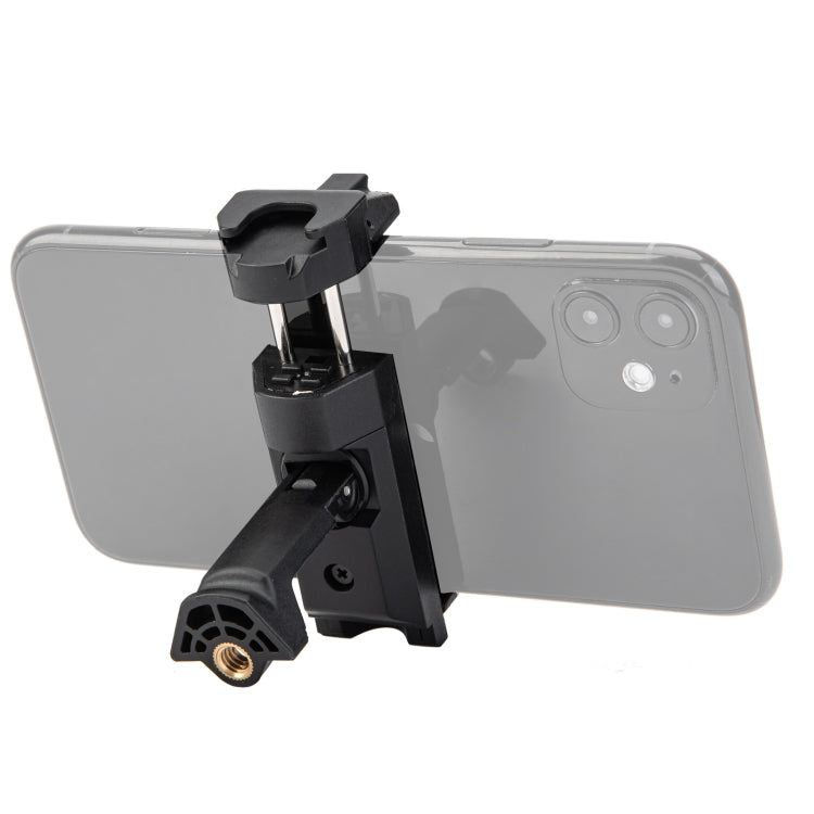 Fotopro SJ-36+ 360 Degree Rotation Horizontal and Vertical Tripod Mount Adapter Phone Clamp Bracket with Cold Shoe (Black) - Stand by Fotopro | Online Shopping UK | buy2fix