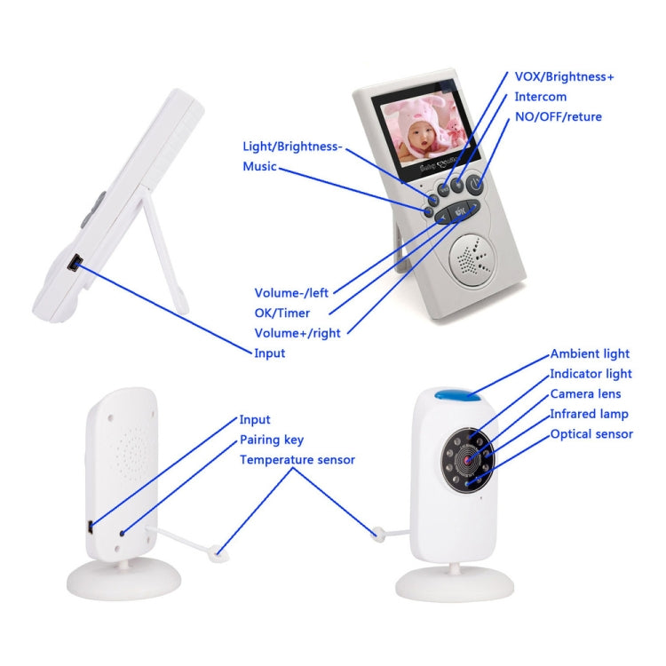 WLSES GB101 2.4 inch Wireless Surveillance Camera Baby Monitor, US Plug - Security by buy2fix | Online Shopping UK | buy2fix