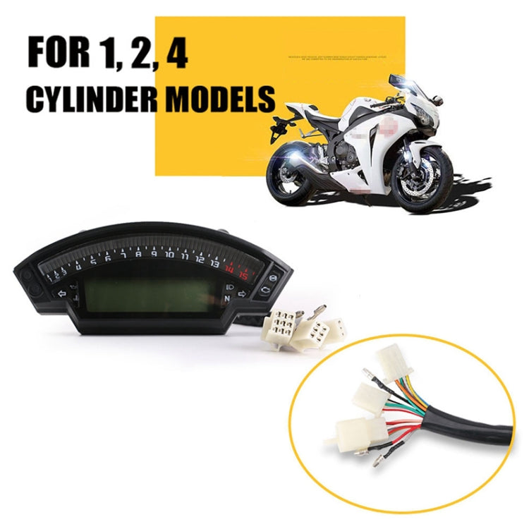 Speedpark Motorcycle LCD TFT Digital Speedometer 14000RPM 6 Gear Backlight Motorcycle Odometer for 1,2,4 Cylinders Meter - Electrical Instruments by Speedpark | Online Shopping UK | buy2fix