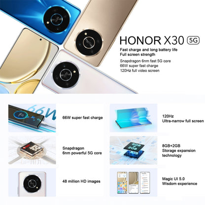 Honor X30 5G ANY-AN00, 48MP Cameras, 8GB+128GB, China Version, Triple Back Cameras, Side Fingerprint Identification, 4800mAh Battery, 6.81 inch Magic UI 5.0 Qualcomm Snapdragon 695 Octa Core up to 2.2GHz, Network: 5G, OTG, Not Support Google Play(Gold) - Honor by Huawei | Online Shopping UK | buy2fix