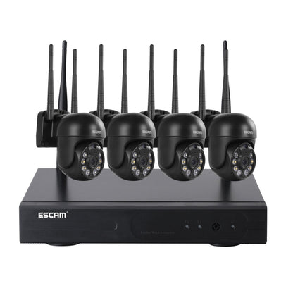 ESCAM WNK614 HD 3.0 Million Pixels 8-channel Wireless + 4IPC Wireless NVR Security System, UK Plug - Dome Camera by ESCAM | Online Shopping UK | buy2fix