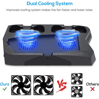 KJH P5-010-2 Multi-function Charging Cooling Fan Base with Storage Tray Bracket For PS5 De / UHD - Toys & Hobbies by buy2fix | Online Shopping UK | buy2fix