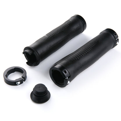 1 Pair AG21 Rubber +  Alloy Lock-Rings Bicycle Flat Handlebar Grip(Black) -  by buy2fix | Online Shopping UK | buy2fix