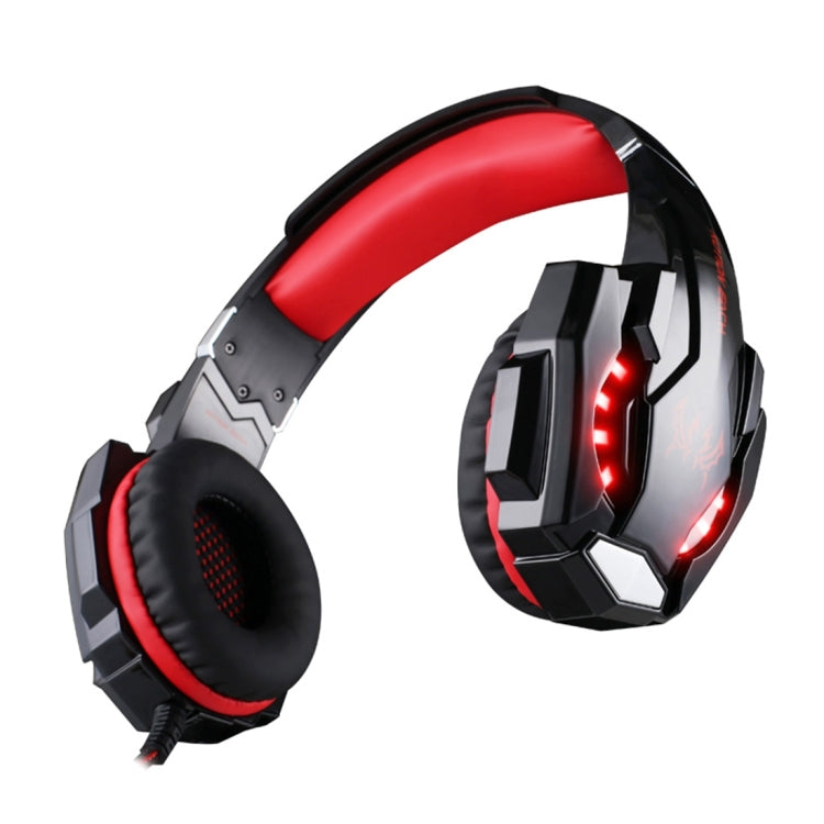 KOTION EACH G9000 3.5mm Game Gaming Headphone Headset Earphone Headband with Microphone LED Light for Laptop / Tablet / Mobile Phones,Cable Length: About 2.2m(Black Red) - Multimedia Headset by KOTION EACH | Online Shopping UK | buy2fix