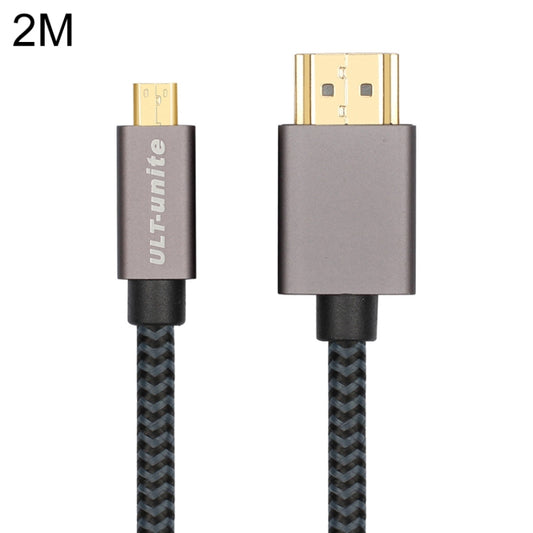 ULT-unite Gold-plated Head HDMI Male to Micro HDMI Male Nylon Braided Cable, Cable Length: 2m(Black) - Cable by ult-unite | Online Shopping UK | buy2fix