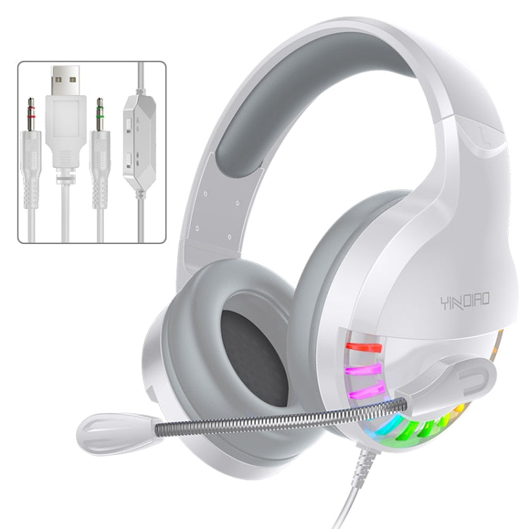 YINDIAO Q2 Head-mounted Wired Gaming Headset with Microphone, Version: Dual 3.5mm + USB(White) - Multimedia Headset by YINDIAO | Online Shopping UK | buy2fix