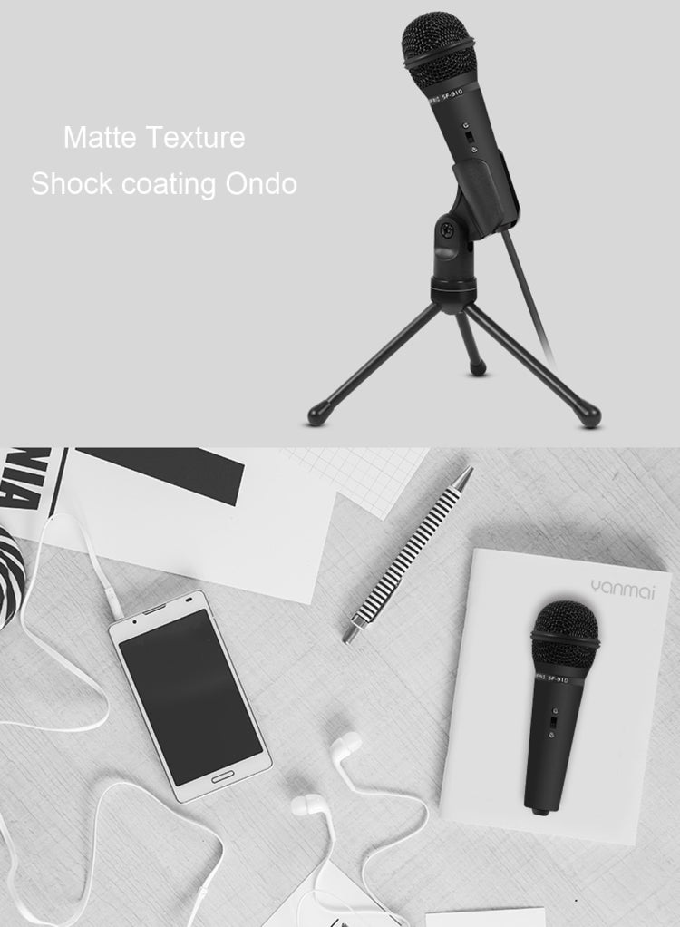 Yanmai SF-910 Professional Condenser Sound Recording Microphone with Tripod Holder, Cable Length: 2.0m, Compatible with PC and Mac for Live Broadcast Show, KTV, etc.(Black) - Consumer Electronics by Yanmai | Online Shopping UK | buy2fix