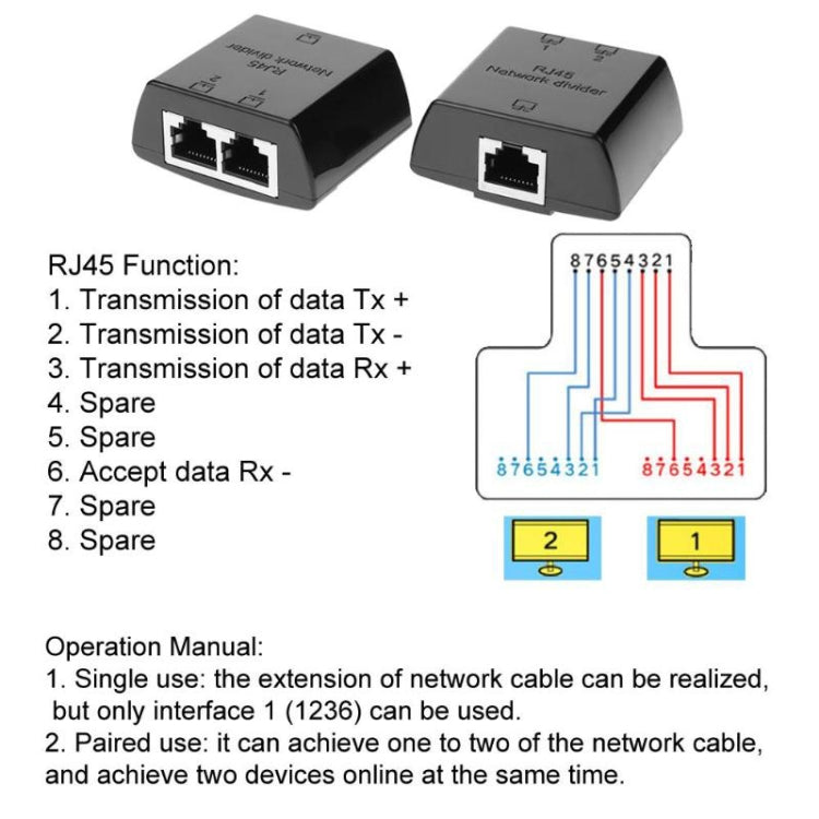 RJ45 to 2 x RJ45 Ethernet Network Coupler Thunder Lightning Protection (White) -  by buy2fix | Online Shopping UK | buy2fix