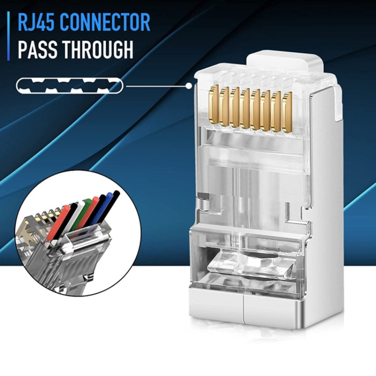 100pcs Cat6e Shielded Pass Through RJ45 Connector Modular Plug -  by buy2fix | Online Shopping UK | buy2fix