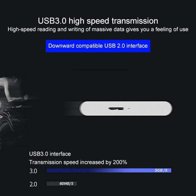 WEIRD 160GB 2.5 inch USB 3.0 High-speed Transmission Metal Shell Ultra-thin Light Mobile Hard Disk Drive(Black) - Computer & Networking by buy2fix | Online Shopping UK | buy2fix