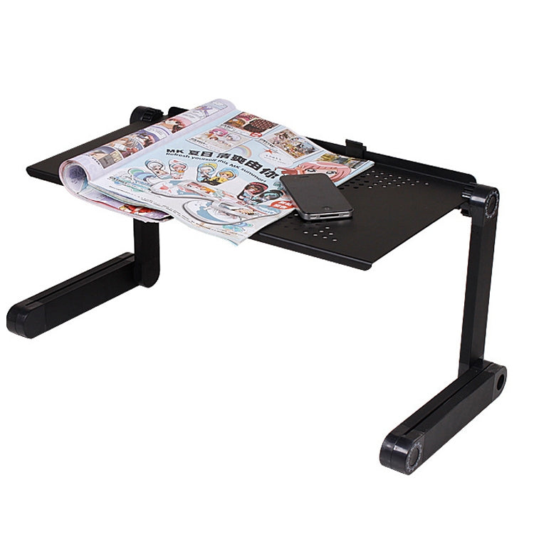 Portable 360 Degree Adjustable Foldable Aluminium Alloy Desk Stand for Laptop / Notebook, without CPU Fans & Mouse Pad(Black) - Laptop Stand by buy2fix | Online Shopping UK | buy2fix