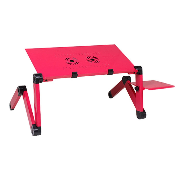 Portable 360 Degree Adjustable Foldable Aluminium Alloy Desk Stand with Double CPU Fans & Mouse Pad for Laptop / Notebook, Desk Size: 420mm x 260mm (Red) - Computer & Networking by buy2fix | Online Shopping UK | buy2fix