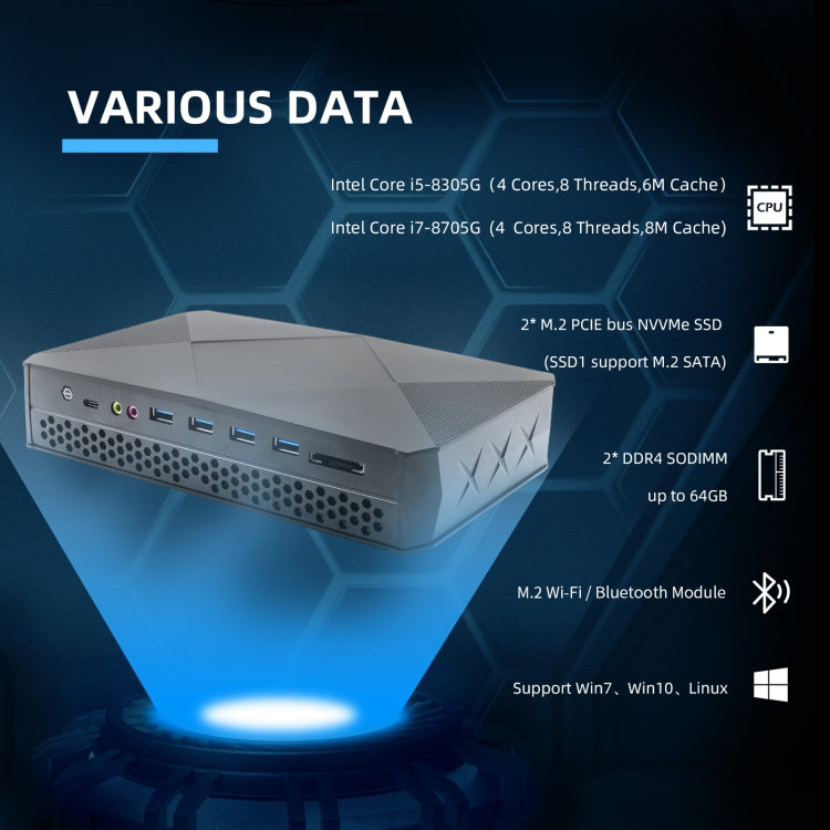 HYSTOU F9 Windows 10 / Linux System Gaming Mini PC, Intel Core i7-8809G 4 Core 8M Cache up to 4.20GHz, 32GB RAM+1TB SSD+1TB HDD, UK Plug - Windows Mini PCs by HYSTOU | Online Shopping UK | buy2fix