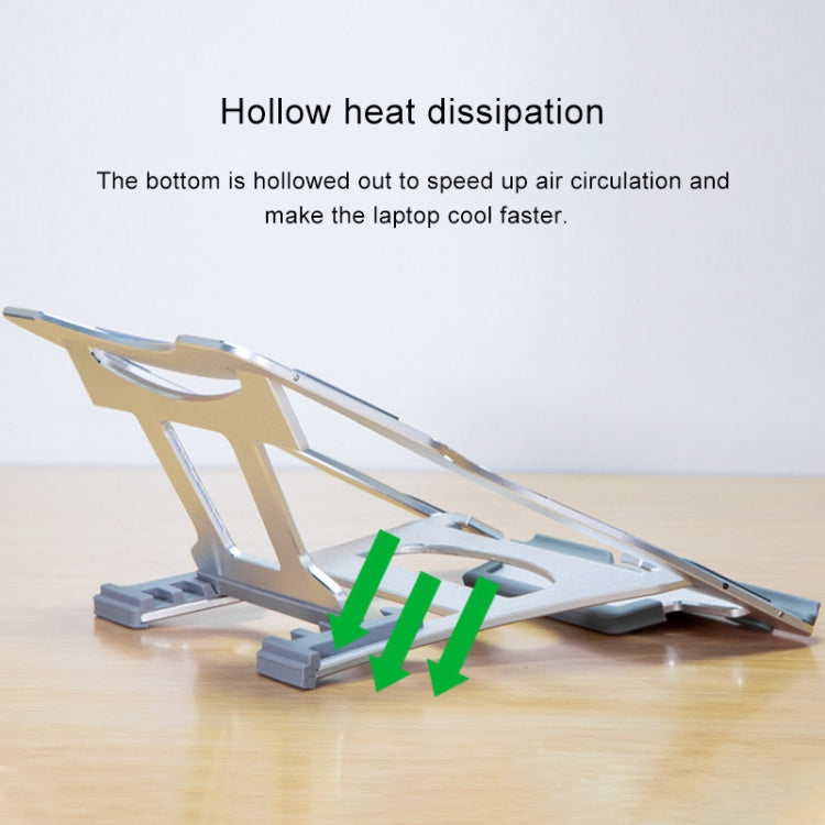 Aluminum Alloy Cooling Holder Desktop Portable Simple Laptop Bracket, Six-stage Support, Size: 21x26cm (Silver) - Laptop Stand by buy2fix | Online Shopping UK | buy2fix