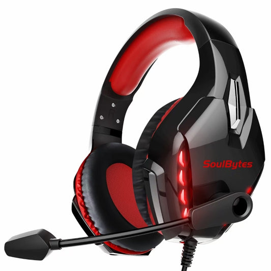 Soulbytes S11 USB + 3.5mm 4 Pin Adjustable LED Light Gaming Headset with Mic (Red) - Multimedia Headset by Soulbytes | Online Shopping UK | buy2fix