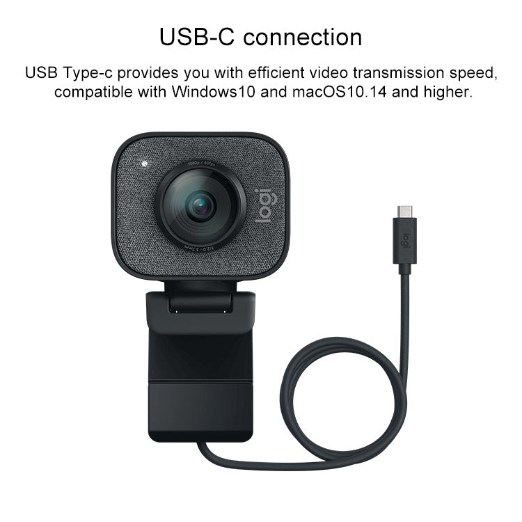 Logitech StreamCam Full HD 1080P / 60fps Auto Focus USB-C / Type-C Port Live Broadcast Gaming Webcam, Built-in Microphone (Black) - HD Camera by Logitech | Online Shopping UK | buy2fix