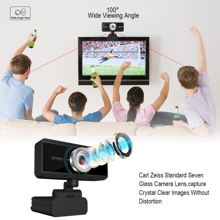 HXSJ S4 1080P Adjustable 180 Degree HD Manual Focus Video Webcam PC Camera with Microphone(Black) - Computer & Networking by HXSJ | Online Shopping UK | buy2fix