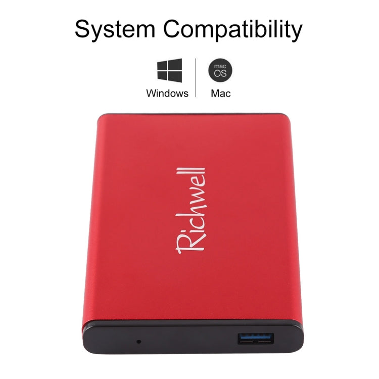 Richwell SATA R2-SATA-250GB 250GB 2.5 inch USB3.0 Super Speed Interface Mobile Hard Disk Drive(Red) - External Hard Drives by buy2fix | Online Shopping UK | buy2fix