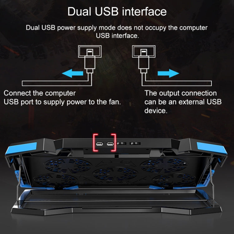 dual USB Ports Five-core Radiator Notebook Computer  Holder (Red) - Computer & Networking by buy2fix | Online Shopping UK | buy2fix