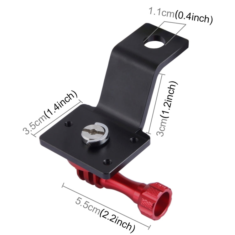 PULUZ Aluminum Alloy Motorcycle Fixed Holder Mount with Tripod Adapter & Screw for GoPro, Insta360, DJI and Other Action Cameras(Red) - Holder by PULUZ | Online Shopping UK | buy2fix