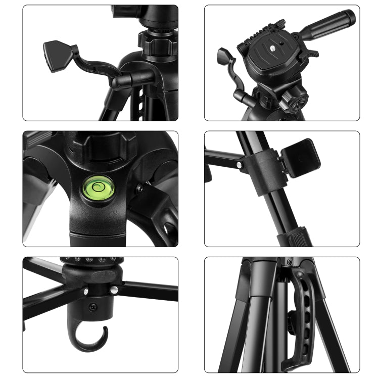 PULUZ Aluminum Selfie Live Tripod Mount with Three-dimensional Head & Phone Clamp(Black) - Tripods by PULUZ | Online Shopping UK | buy2fix