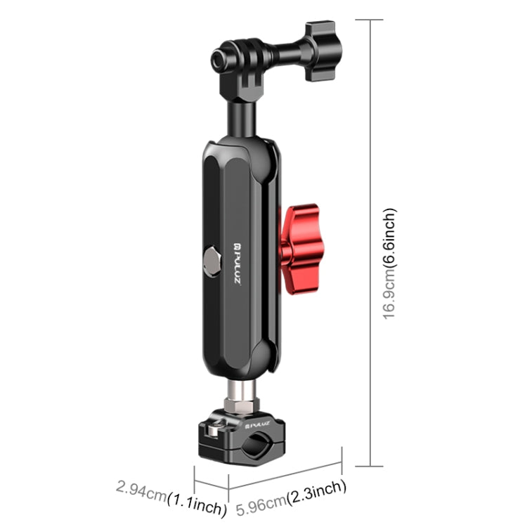 PULUZ Motorcycle Rearview Small Clamp CNC Metal Magic Arm Rod Mount (Black) - Bicycle Handlebar Mount by PULUZ | Online Shopping UK | buy2fix