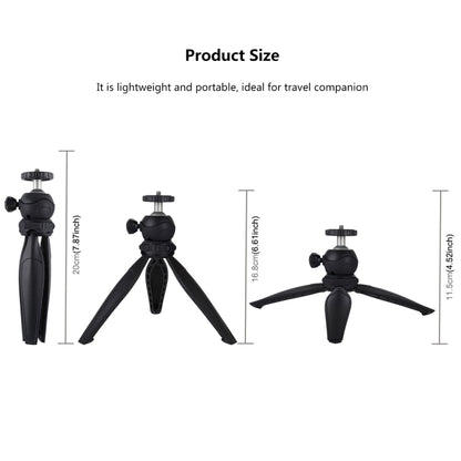 PULUZ 20cm Pocket Plastic Tripod Mount with 360 Degree Ball Head for Smartphones, GoPro, DSLR Cameras(Black) - Tripods by PULUZ | Online Shopping UK | buy2fix