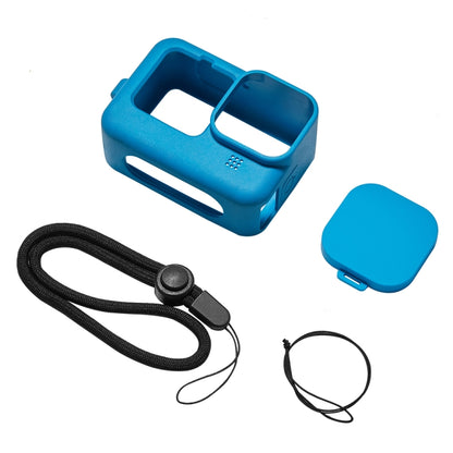 PULUZ for GoPro Hero11 Black / HERO10 Black / HERO9 Black Silicone Protective Case Cover with Wrist Strap & Lens Cover(Blue) - DJI & GoPro Accessories by PULUZ | Online Shopping UK | buy2fix