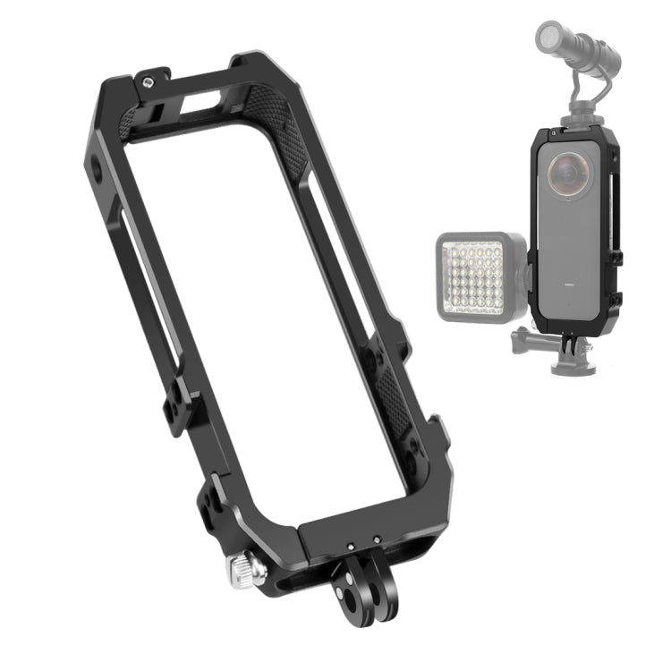 PULUZ Protective Cage Rig Housing Frame with Cold Shoe Mounts & Magnetic Folding Tripod Adapter for Insta360 ONE X2(Black) - Mount & Holder by PULUZ | Online Shopping UK | buy2fix