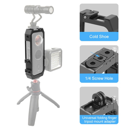 PULUZ Protective Cage Rig Housing Frame with Cold Shoe Mounts & Magnetic Folding Tripod Adapter for Insta360 ONE X2(Black) - Mount & Holder by PULUZ | Online Shopping UK | buy2fix