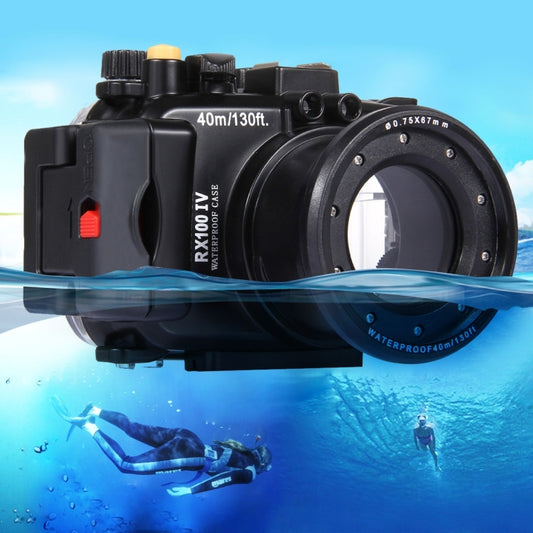 PULUZ 40m Underwater Depth Diving Case Waterproof Camera Housing for Sony RX100 IV(Black) - Diving Cases by PULUZ | Online Shopping UK | buy2fix