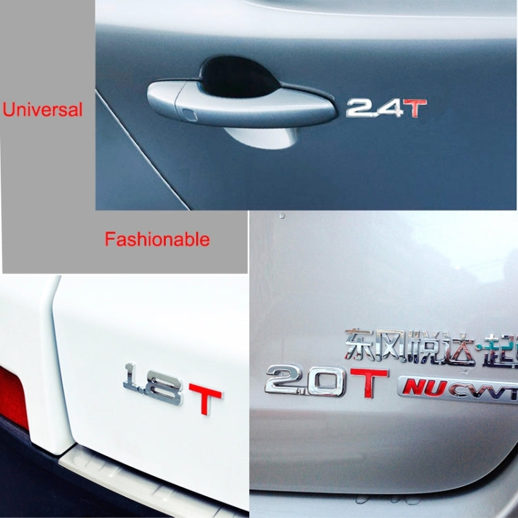 3D Universal Decal Chromed Metal 2.4T Car Emblem Badge Sticker Car Trailer Gas Displacement Identification, Size: 8.5x2.5 cm - 3D Metal Sticker by buy2fix | Online Shopping UK | buy2fix