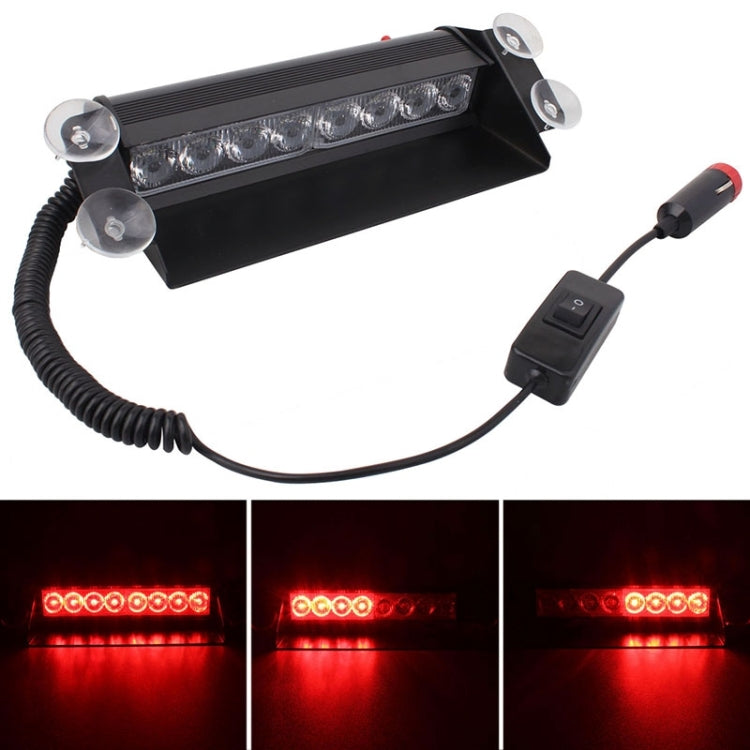 8W 800LM 8-LED Red Light 3-Modes Adjustable Angle Car Strobe Flash Dash Emergency Light Warning Lamp with Suckers, DC 12V - In Car by buy2fix | Online Shopping UK | buy2fix