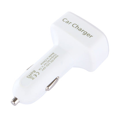 4 in 1 5V 3.1A Dual Ports Car Charger with Voltage, Temperature and Current Display(White) - In Car by buy2fix | Online Shopping UK | buy2fix