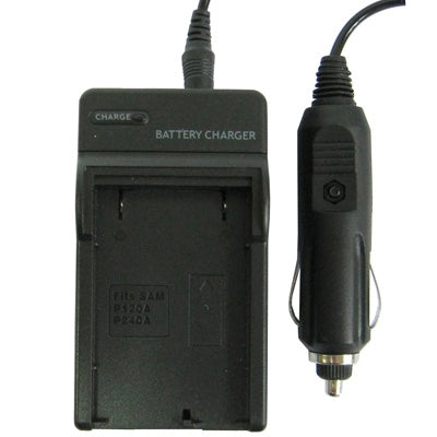 2 in 1 Digital Camera Battery Charger for Samsung P120A, P240A(Black) - Battery Car Charger by buy2fix | Online Shopping UK | buy2fix