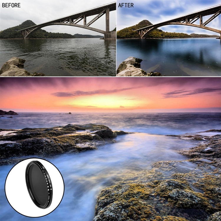 52mm ND Fader Neutral Density Adjustable Variable Filter ND 2 to ND 400 Filter(Black) - Camera Accessories by buy2fix | Online Shopping UK | buy2fix