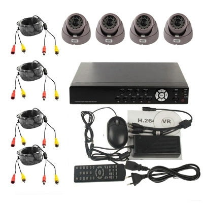 4-CH Embedded Digital Video Recorder Kit (1 / 3 Sony CCD, 520TVL, 24 x IR LED, 6mm Lens, IR Distance: 25m, H.264 (8204EV+622A) - Security by buy2fix | Online Shopping UK | buy2fix