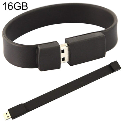 16GB Silicon Bracelets USB 2.0 Flash Disk(Black) - USB Flash Drives by buy2fix | Online Shopping UK | buy2fix