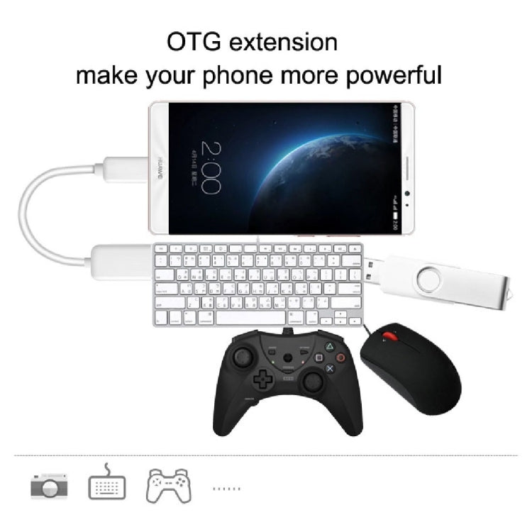 High Quality USB 2.0 AF to Micro USB 5 Pin Male Adapter Cable with OTG Function, Length: 15cm(White) - Mobile Accessories by buy2fix | Online Shopping UK | buy2fix