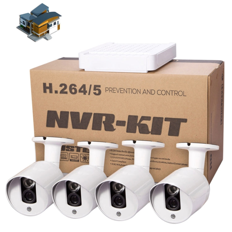 N4B3-Mini/L 4Ch 720P P2P ONVIF 1.0 Mega Pixel IP Camera NVR Kit, Support Night Vision / Motion Detection, IR Distance: 20m - Security by buy2fix | Online Shopping UK | buy2fix