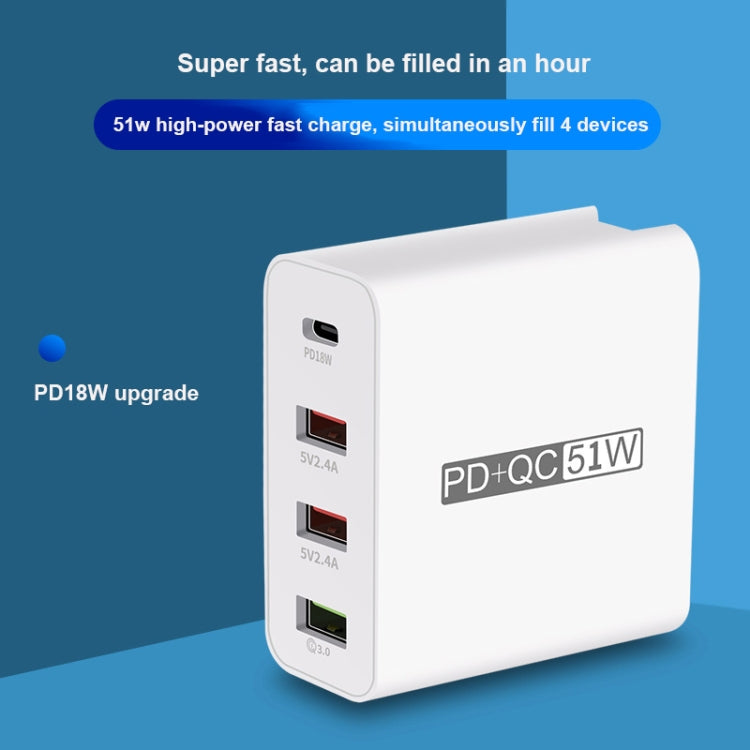 WLX-A6 4 Ports Quick Charging USB Travel Charger Power Adapter, US Plug - Apple Accessories by buy2fix | Online Shopping UK | buy2fix