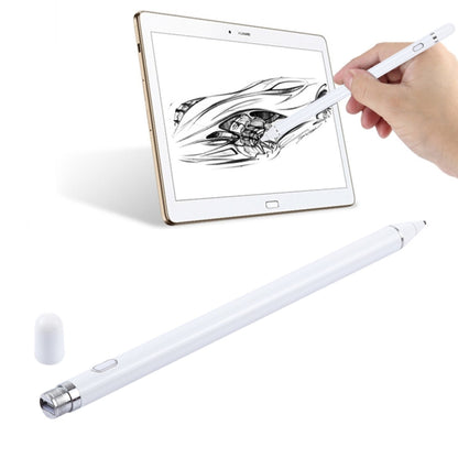 Long Universal Rechargeable Capacitive Touch Screen Stylus Pen with 2.3mm Superfine Metal Nib for iPhone, iPad, Samsung, and Other Capacitive Touch Screen Smartphones or Tablet PC(White) - Stylus Pen by buy2fix | Online Shopping UK | buy2fix